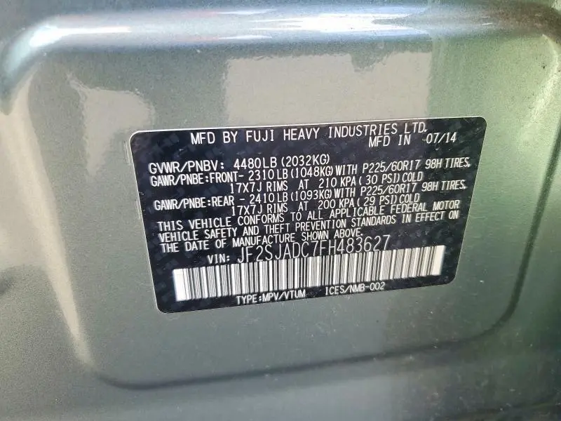 2015 SUBARU FORESTER   