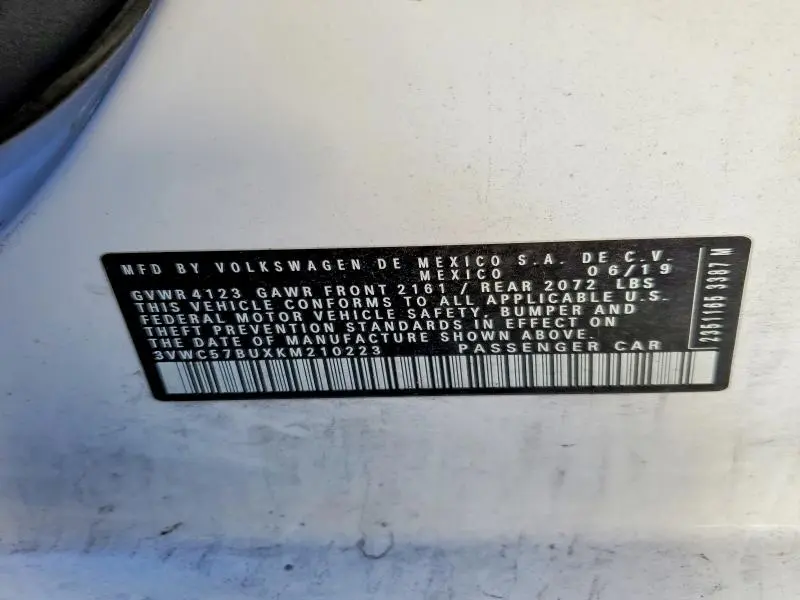 2019 VOLKSWAGEN JETTA S  