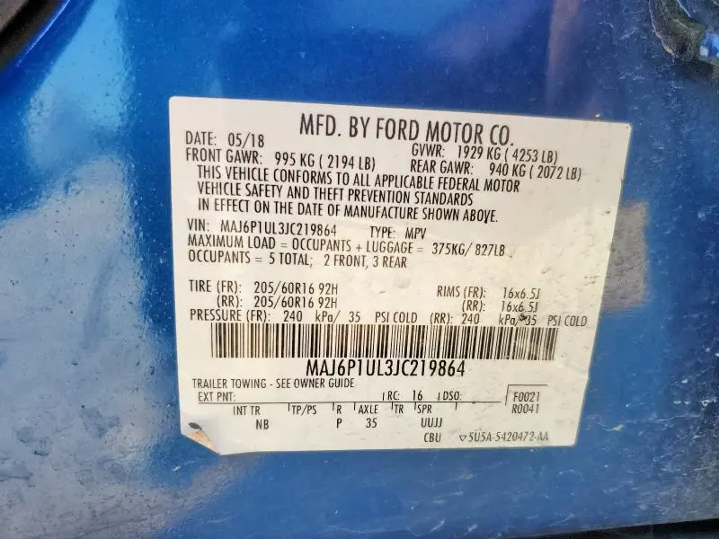 2018 FORD ECOSPORT SE  