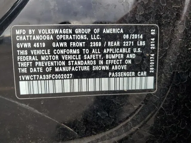 2015 VOLKSWAGEN PASSAT SEL  