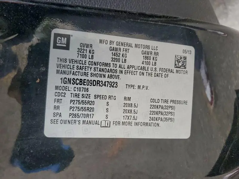 2013 CHEVROLET TAHOE C1500 LT  