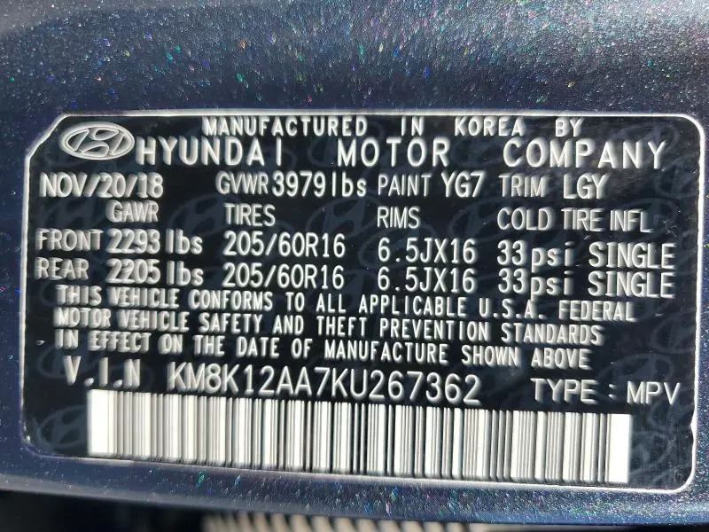 2019 HYUNDAI KONA SE  