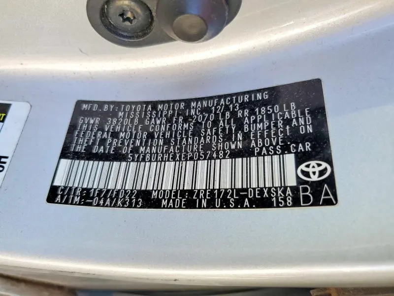 2014 TOYOTA COROLLA L  