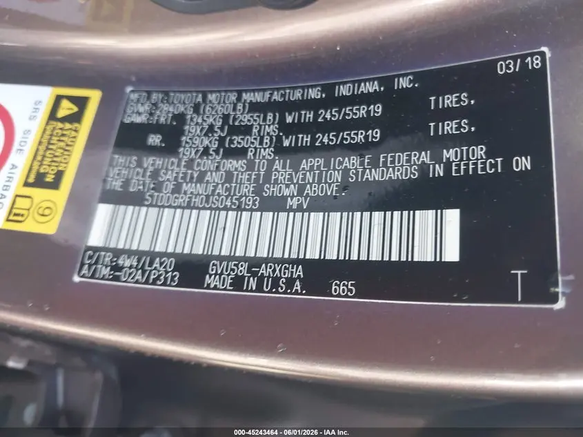 2018 TOYOTA HIGHLANDER HYBRID LIMITED PLATINUM