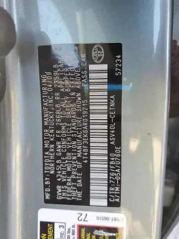 2010 TOYOTA CAMRY BASE  