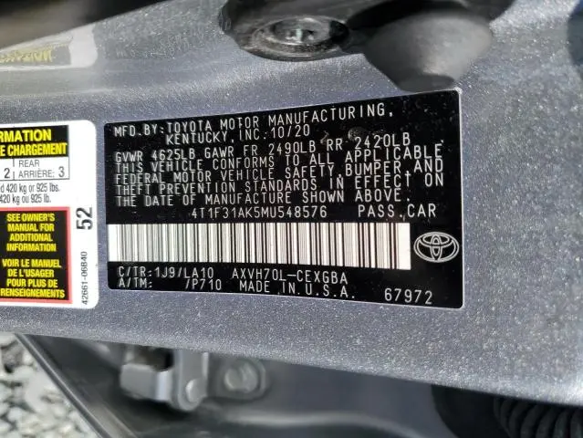 2021 TOYOTA CAMRY XLE  