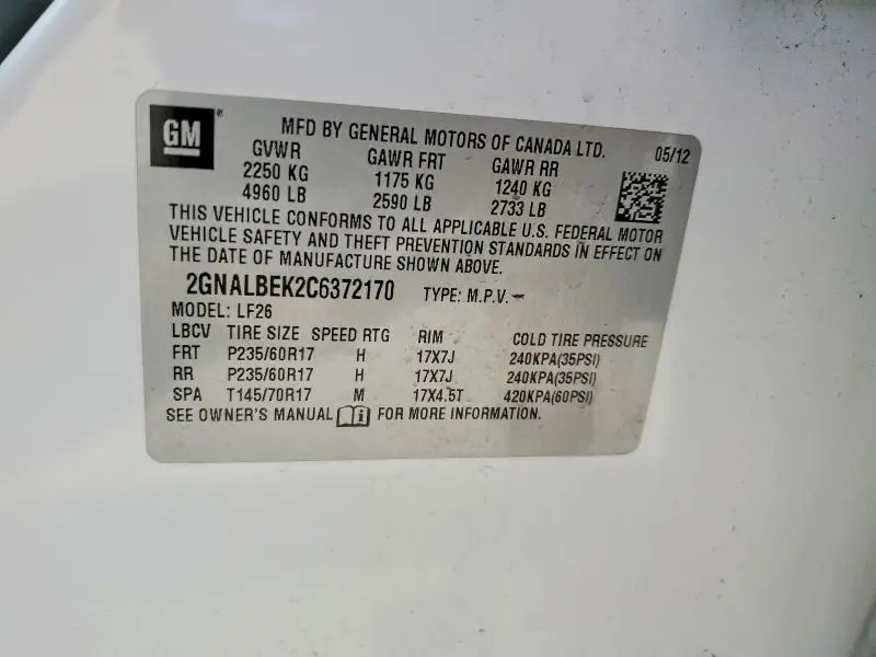 2012 CHEVROLET EQUINOX LS  
