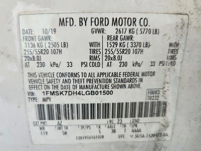 2020 FORD EXPLORER XLT  