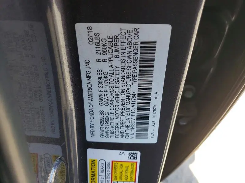 2018 HONDA ACCORD LX  