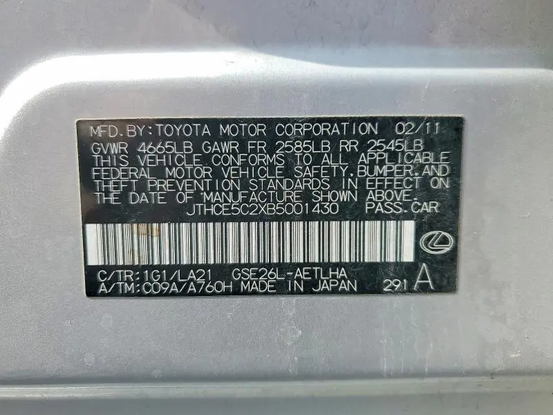 2011 LEXUS IS 350 BASE  