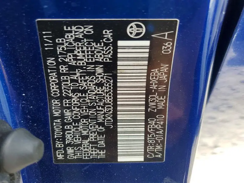 2011 TOYOTA PRIUS TWO  
