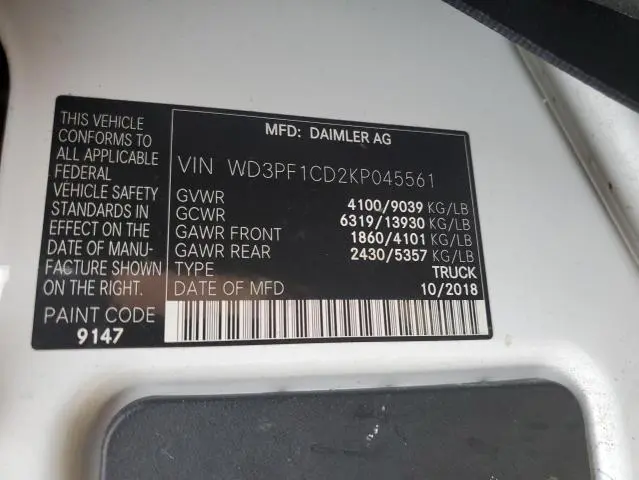2019 MERCEDES-BENZ SPRINTER 2500/3500  