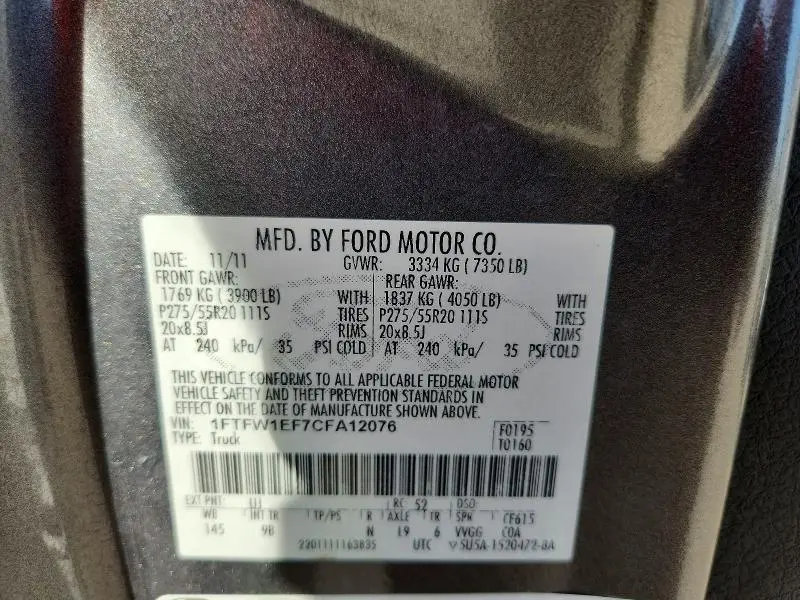 2012 FORD F150 SUPERCREW  