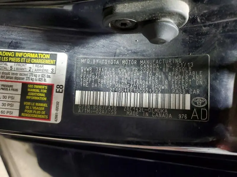 2013 TOYOTA COROLLA L  