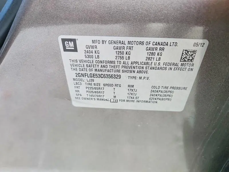 2012 CHEVROLET EQUINOX LTZ  