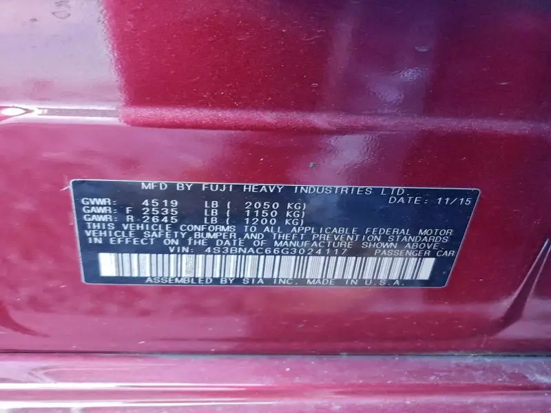 2016 SUBARU LEGACY 2.5I PREMIUM  