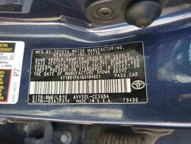2016 TOYOTA CAMRY HYBRID  