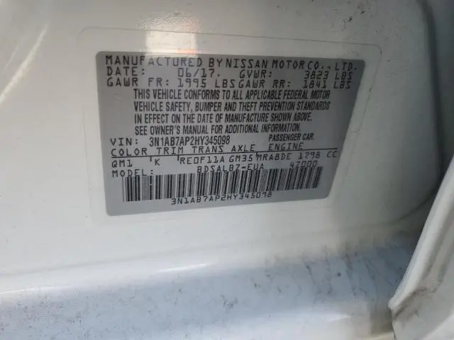 2017 NISSAN SENTRA S  