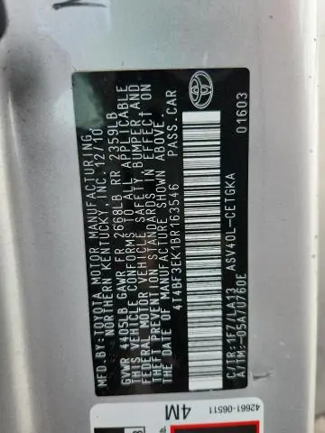 2011 TOYOTA CAMRY BASE  