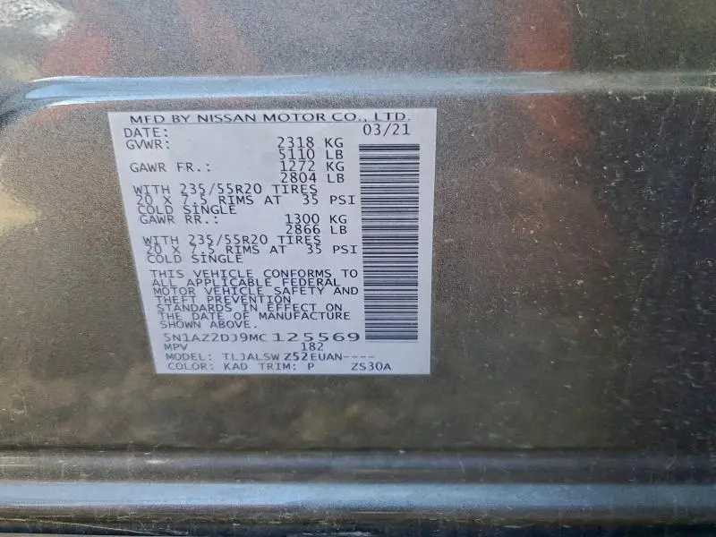 2021 NISSAN MURANO PLATINUM  