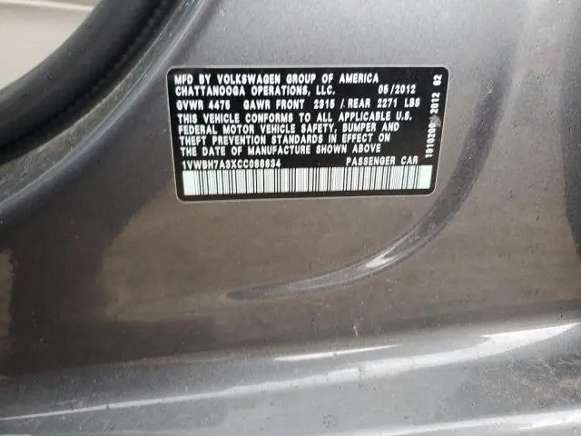 2012 VOLKSWAGEN PASSAT SE  