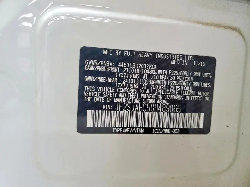 2016 SUBARU FORESTER 2.5I LIMITED  