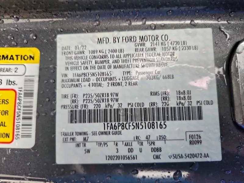 2022 FORD MUSTANG GT  