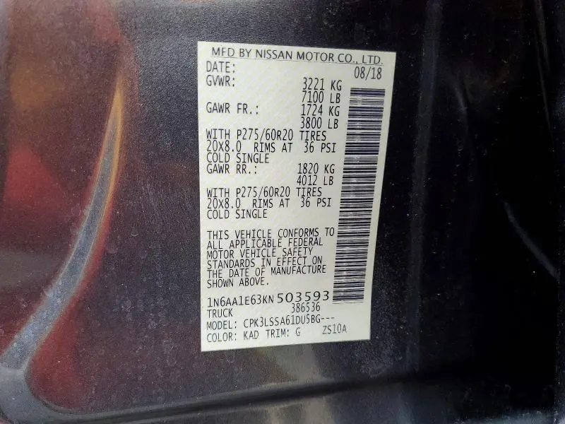 2019 NISSAN TITAN PLATINUM RESERVE  