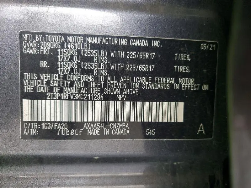 2021 TOYOTA RAV4 XLE  