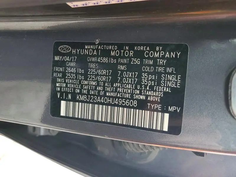 2017 HYUNDAI TUCSON SE  