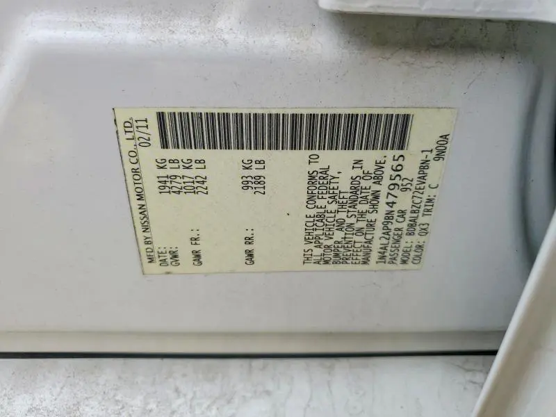 2011 NISSAN ALTIMA BASE  