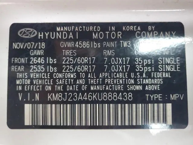 2019 HYUNDAI TUCSON SE  