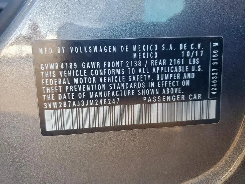 2018 VOLKSWAGEN JETTA S  