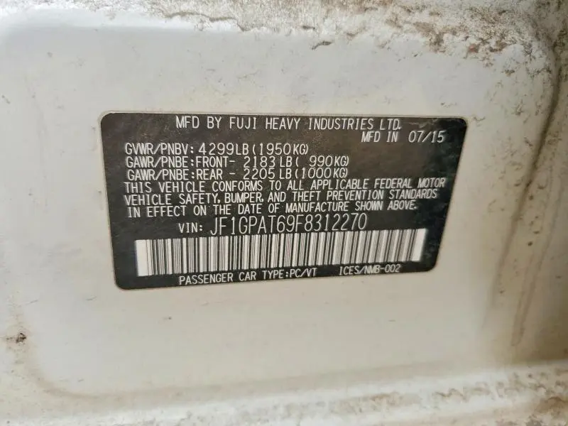 2015 SUBARU IMPREZA SPORT  