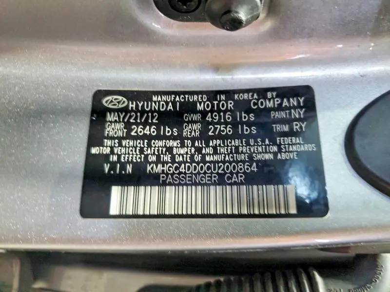2012 HYUNDAI GENESIS 3.8L  