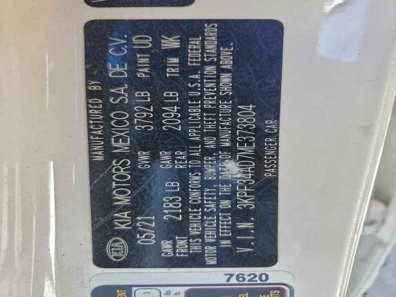 2021 KIA FORTE GT LINE  