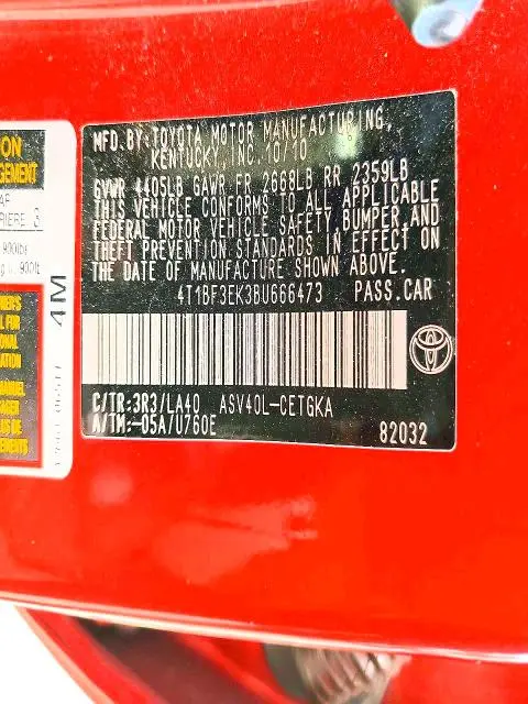 2011 TOYOTA CAMRY XLE  