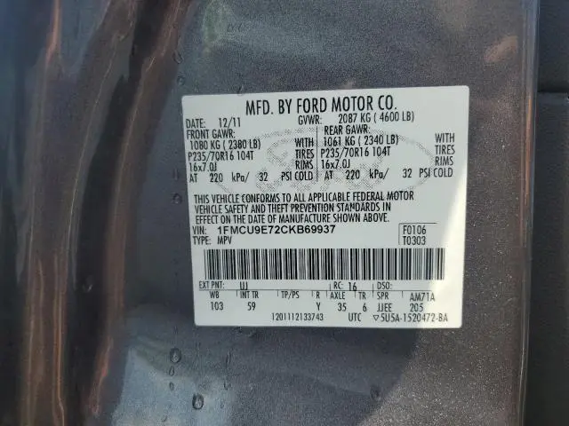 2012 FORD ESCAPE LIMITED  