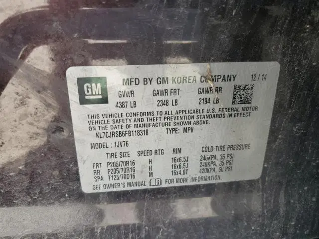 2015 CHEVROLET TRAX 1LT  