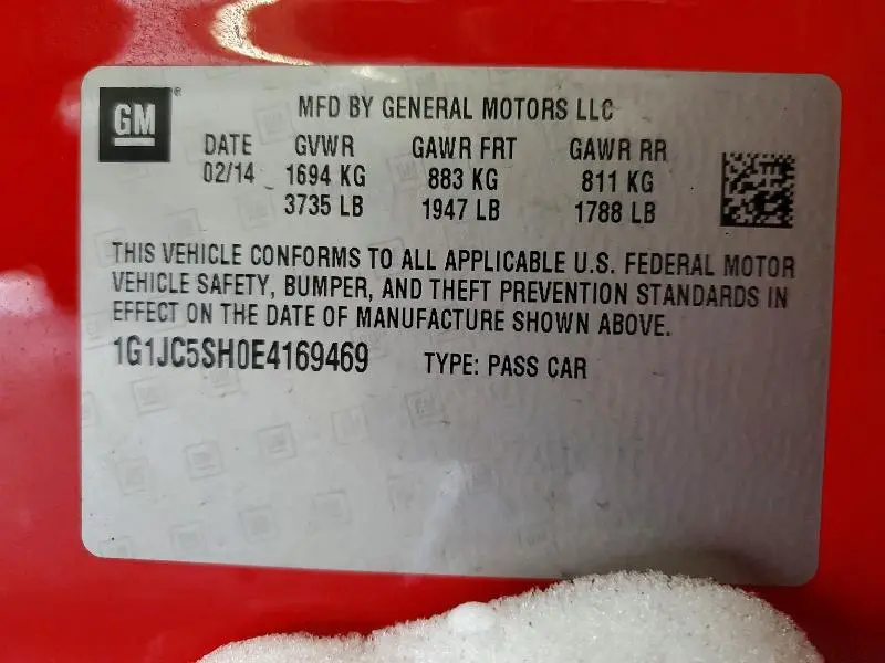 2014 CHEVROLET SONIC LT  