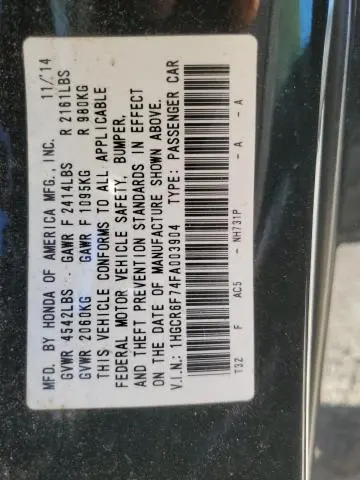 2015 HONDA ACCORD TOURING HYBRID  