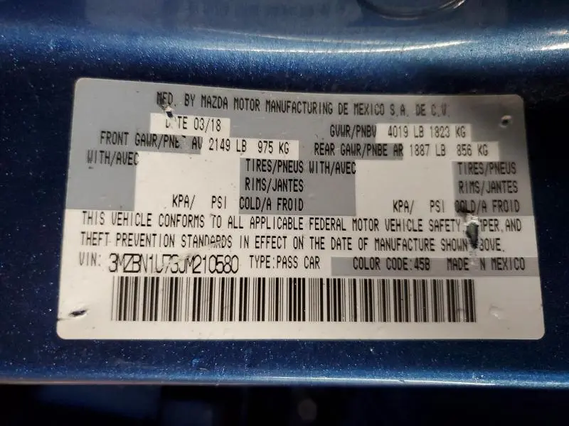 2018 MAZDA 3 SPORT  
