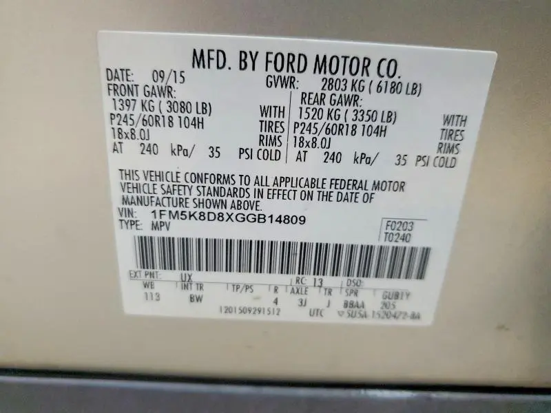 2016 FORD EXPLORER XLT  