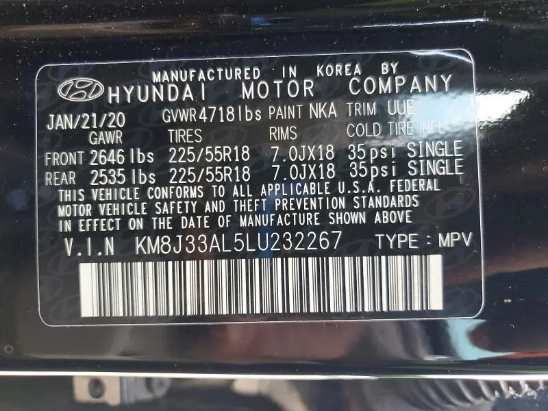 2020 HYUNDAI TUCSON ULTIMATE  