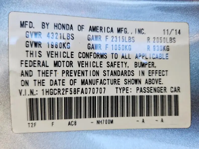 2015 HONDA ACCORD SPORT  