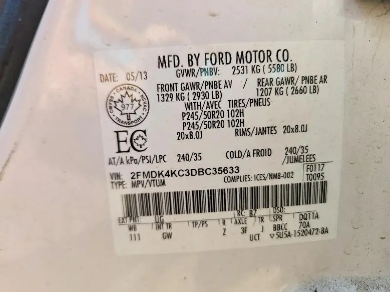 2013 FORD EDGE LIMITED  