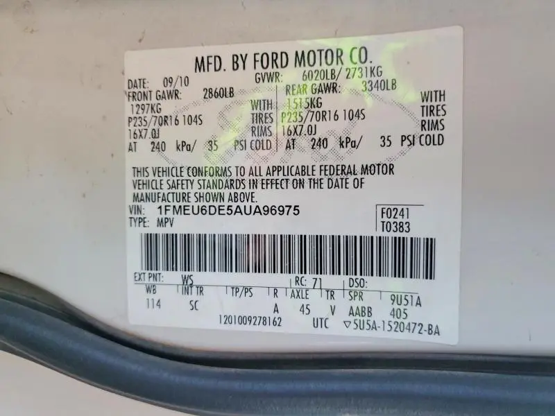 2010 FORD EXPLORER XLT  