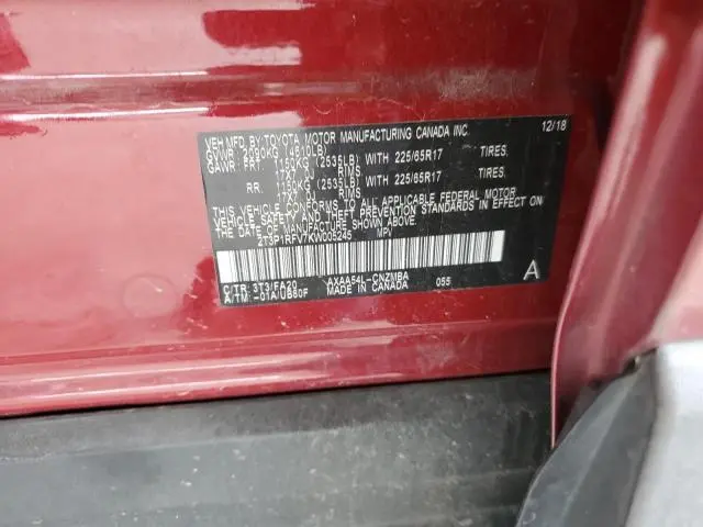 2019 TOYOTA RAV4 XLE  