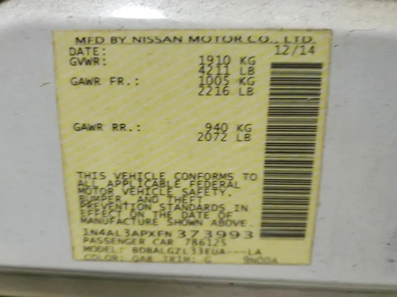 2015 NISSAN ALTIMA 2.5 S  