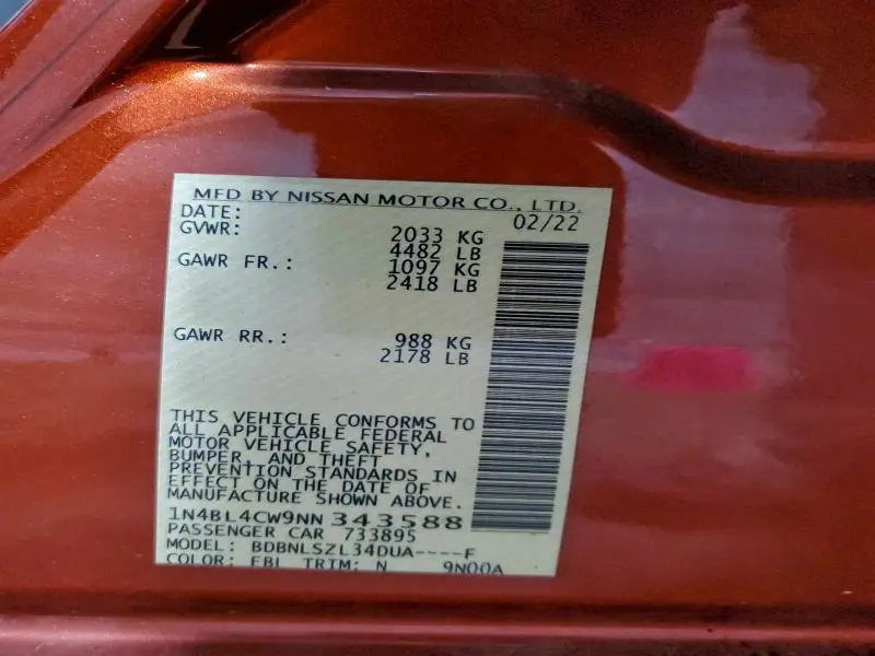 2022 NISSAN ALTIMA SR  